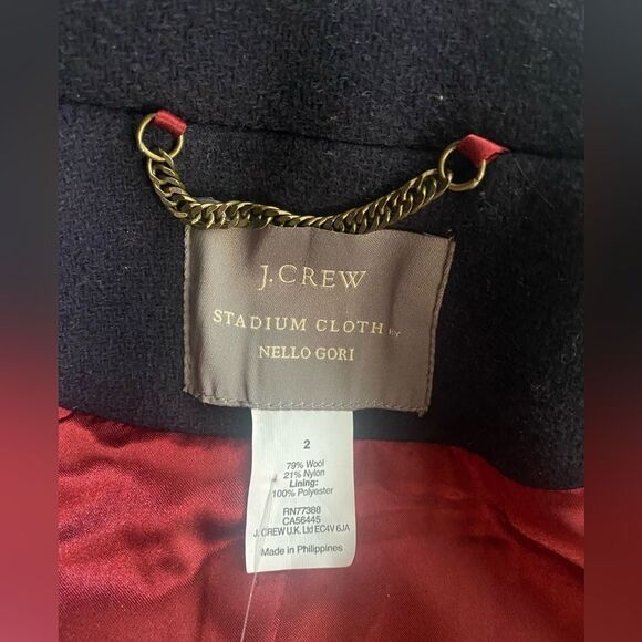 J Crew Stadium Cloth By Nello Gori Navy Blue Pea Coat  Womens Jacket Size 2 NEW - Picture 5 of 16